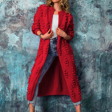 Kiana | Langer Pullovermantel mit Wellenmuster – Rot