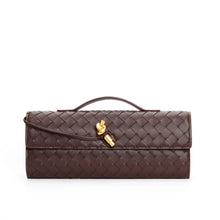 Geflochtene Damen Clutch aus Echtleder – Elegant & Vielseitig – Schwarz / Braun