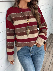 Fadina – Langärmeliger Strickpullover – Burgunder