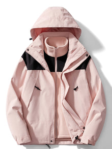 3-in-1 Fleece-Winterjacke mit Kapuze für Damen, lässig | Perfekt für Outdoor-Aktivitäten – Rosa