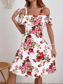 Carol - Bezauberndes Blumen Carmenkleid – Weiß