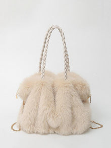 Elisa | Vielseitige Velours-Schultertasche – Weiß