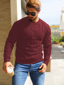 Bavon - Lässiger Gestreifter Pullover – Burgund