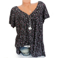 Sarita – Kurzärmelige Bluse Mit Blumenmuster – Schwarz