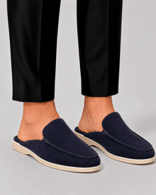 Elegante Herren Loafer Mit Offener Ferse – Dunkelblau