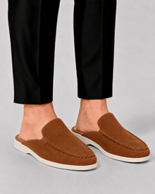 Elegante Herren Loafer Mit Offener Ferse – Dunkelbraun