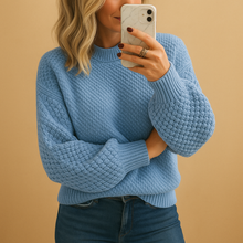 Nicole | Gemütlicher Grobstrickpullover für den Winter – Hellblau