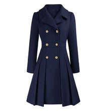 Damen eleganter Wintermantel – Marineblau