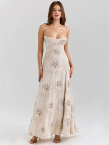 Elegantes Maxi Kleid mit Spaghetti Trägern – Weiß