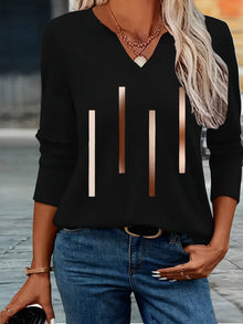Ziqian - Elegantes Bedrucktes Langarm Hemd – Schwarz