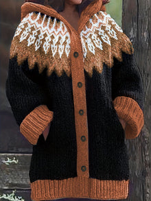 Gulnur - Eleganter Winter Pullover Mit Kapuze Und Langen Ärmeln – Braun
