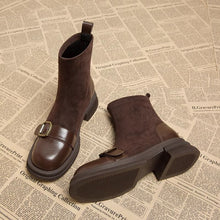 Damen Knöchel Stiefel eng anliegende Silhouette dekorative Schnalle - Rebeca – Kaffee