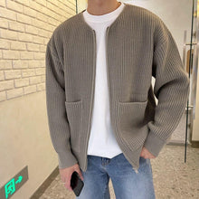 Strickjacke mit entspanntem Schnitt für Herren – Khaki
