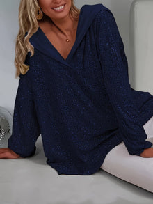 Jessia – Langärmliges Kapuzenshirt – Marineblau