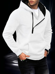 Jaylen - Langärmliges Kapuzen Sweatshirt Mit Halbem Reißverschluss – Weiß