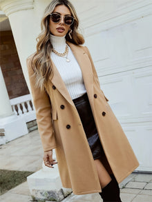 Eleganter Trenchcoat mit Reverskragen, Uni-Farbe und mittellangem Design für Damen | Perfekt für den Alltag – Khaki