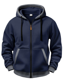 Mussoline - Lässiges Winter Kapuzen Hemd Mit langen Ärmeln Und Reißverschluss – Marineblau
