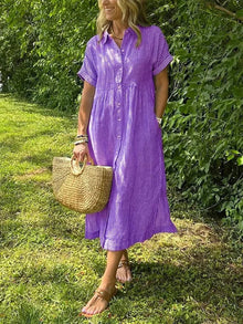 Samara - Stilvolles Gestreiftes Hemdkleid – Purpur
