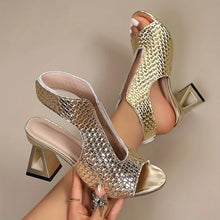 Dunnia – Eleganter Slingback Pumps Mit Gewebtem Obermaterial – Gold