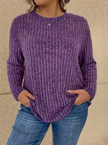 Katiya - Lässiger Locker Sitzender Pullover Mit Langen Ärmeln – Lila