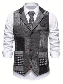 Evren - Maßgeschneiderte Patchwork-Weste – Grau