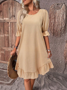 Jelani | Kleid mit Puffärmeln – Khaki