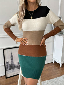 Stylisches Rundhals Gestricktes Formelles Pullover Kleid Für Damen | Ideal für formelle Anlässe – Grün
