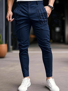 Altmann – Slim Fit Hose mit Bundfalten Und Eingrifftaschen – Marineblau