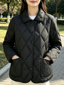 Laurelle - Elegante Und Schicke Locker Sitzende Wattierte Jacke – Schwarz