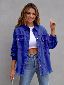 Serdia | Zerrissene Denimjacke in Übergröße – Blau