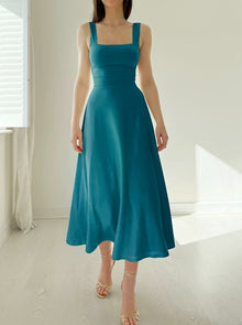 Mirelina™ – Damen Midikleid mit Breiten Trägern – Teal