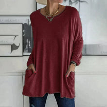 Margot | Tunika-Länge Seitentaschen Top – Bordeaux