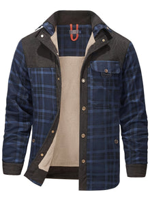 Dalmas - Lässige Winter Jacke im Karo Schau – Blau