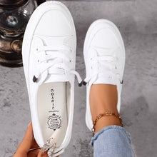 Damen weiße Schnürschuhe flach orthopädisch - atmungsaktive weiche Einlegesohle – Weiß