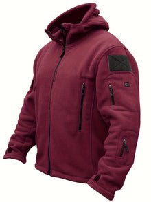 Warme Fleece-Reißverschluss-Winddichte Outdoorjacke Für Herren | Perfekt für Outdoor-Aktivitäten – Rot