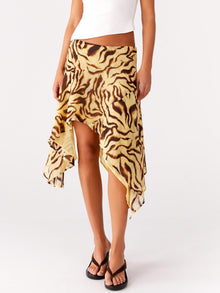 Damen Halbrock mit hoher Taille und asymmetrischem Schnitt – Leopardenmuster