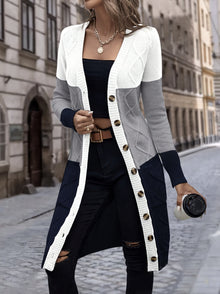Stilvoller Ein-Knopf Wolle Strickcardigan für Damen | Perfekt für den Alltag – Grün Grau
