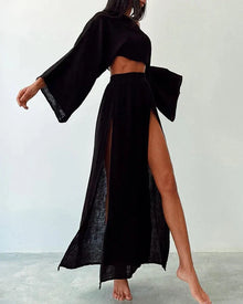 Elegantes zweiteiliges Set mit Baumwollfutter für den perfekten Herbst-/Winterlook – Schwarz