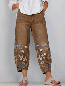 Giada - Bedruckte Relaxed-Fit-Jeans – Braun
