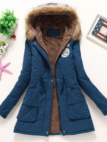 Gemütlicher Fleecegefütterter Kapuzen Wintermantel für Damen | Ideal für Herbst/Winter – Marineblau