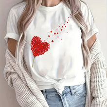 Damen T-Shirt aus Baumwolle mit Herz-Print – Lockerer Schnitt – Weiß