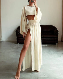 Elegantes zweiteiliges Set mit Baumwollfutter für den perfekten Herbst-/Winterlook – Abrikoos