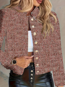 Aruzhan - Eleganter Langarm Blazer Mit Knopfleiste – Hellrot