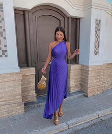 Paloma | Einschulter Asymmetrisch Midi Hochzeitsgastkleid – Lila