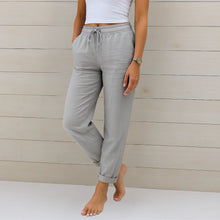 Ellaine | Damen Leinen Stretchhose Elegant Komfort Sommer – Grau