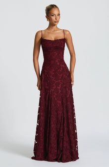 Melanie | Damen Maxikleid Fließend Elegant Zeitlos Sommer – Kirschlack