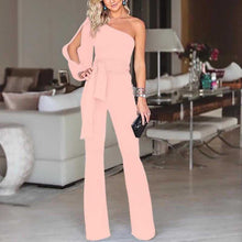 Friederike | Damen One Shoulder Gürtel Jumpsuit – Rosa