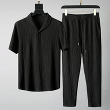 Luca - Shirt mit kurzen Ärmeln und Hose mit flexiblem Bund – Schwarz
