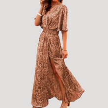 Galatea | Damen Wickel Maxi Kleid mit Schlitz – Beige