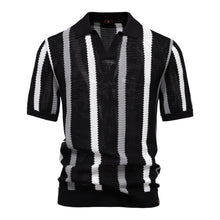 Gestreiftes Poloshirt Herren Kurzarm – Schwarz